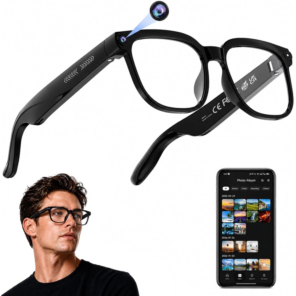 Smart Glasses Lens - Умные очки для путешествий: 4K-видео, фотосъемка,