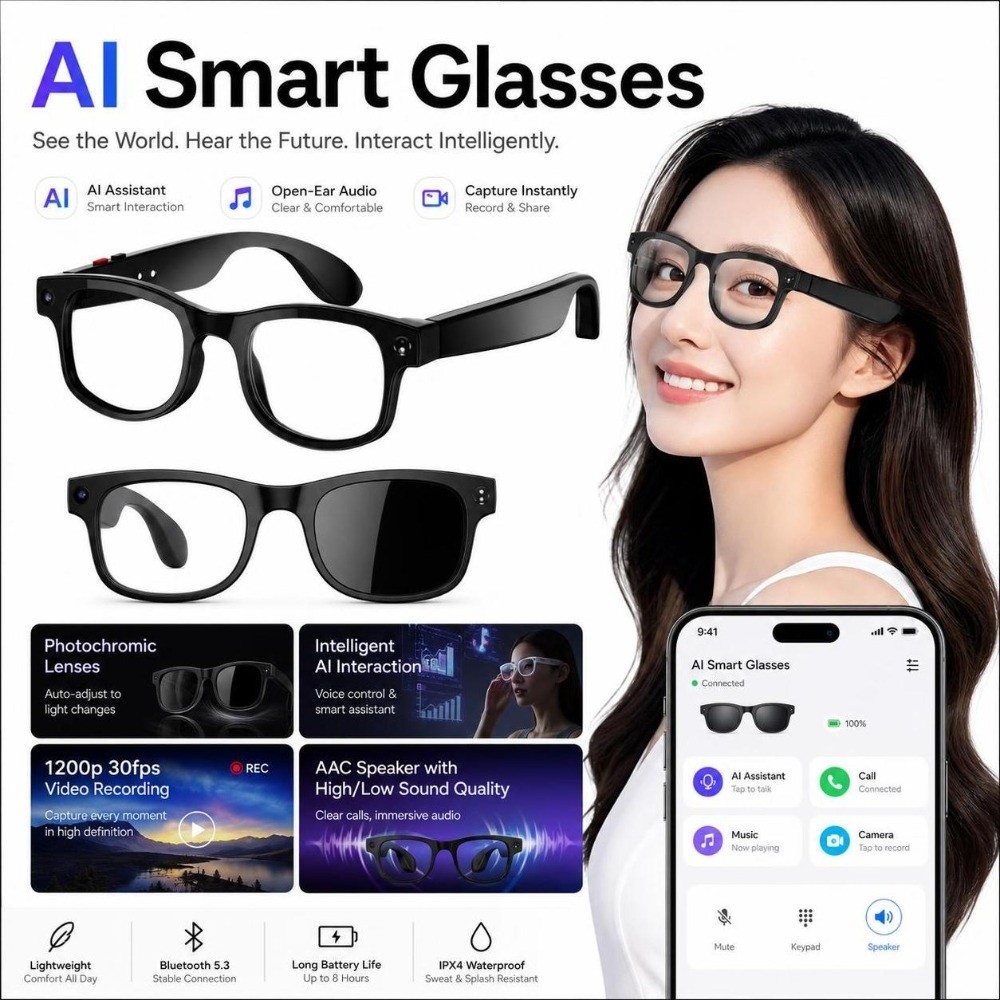 Умные AI-очки 2-в-1: HD фото и – обзор и цена Smart Glasses Lens